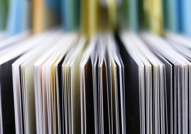 Edge-on view of the pages of some books or journals. Image by Flegere via Shutterstock