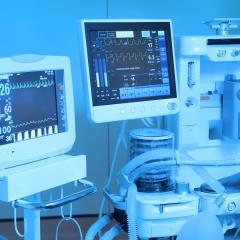 A range of medical devices and machines in a hospital.