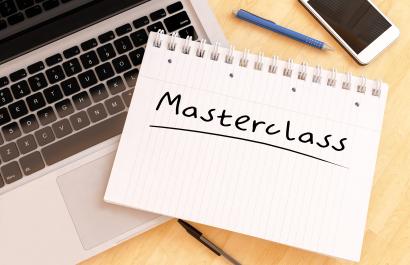 Masterclass - handwritten text in a notebook on a desk