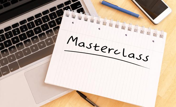 Masterclass - handwritten text in a notebook on a desk