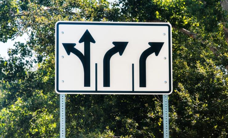 A road sign showing exit lanes. EXIT-CVD aims to help patients exit the cardiovascular disease continuum.