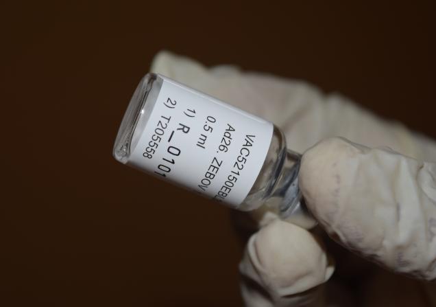 Vial containing first dose of prime vaccine, credit Alexandra Donaldson, LSHTM