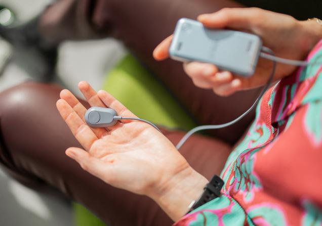 The My Salvia wearable device from Salvia Bioelectronics which will be used as part of Hospital@Home. Image credit: Salvia Bioelectronics