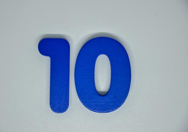 A bright blue number ten on a plain, pale background. Image by Fajar Eka Putra via Shutterstock.