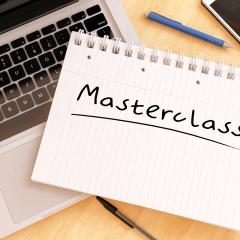 Masterclass - handwritten text in a notebook on a desk