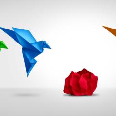 Origami cranes taking flight, like new ideas for IHI health research and innovation projects