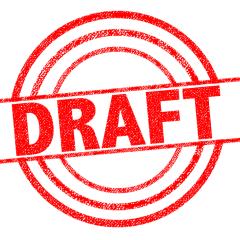 The word DRAFT stamped in red on a white background. Image by chrisdorney via Shutterstock