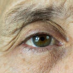 A close-up of the eye of an older man. Image by woff via Shutterstock