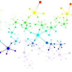 HARMONY used big data approaches to identify different subgroups within newly-diagnosed multiple myeloma patients who are currently classified as 'intermediate risk'. Image by ElisaRiva via Pixabay The image shows clusters of connected dots in different colours - red, yellow, green, blue, purple... Image by ElisaRiva via Pixabay